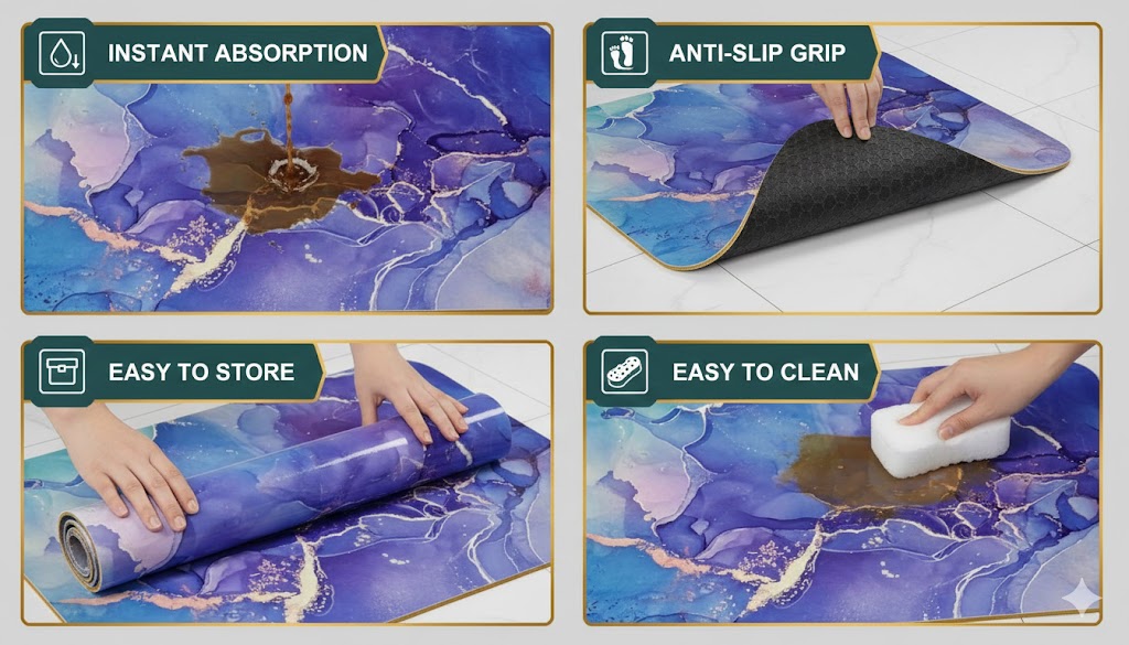 CozyMat™ Ocean Bloom Absorbent Kitchen Mat