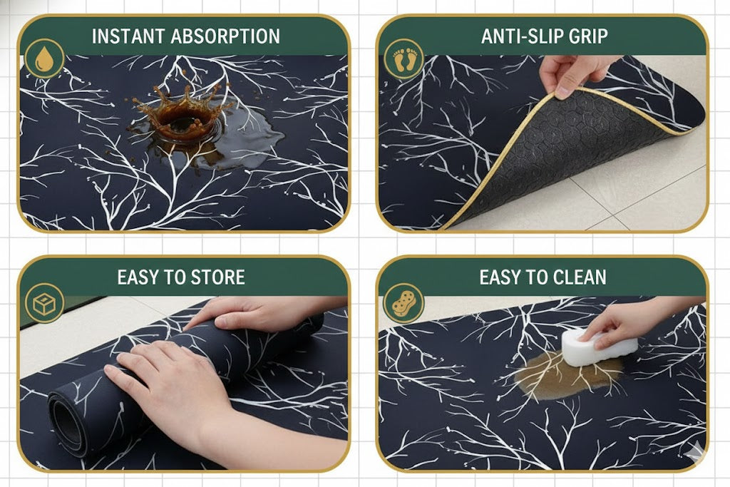 CozyMat™ Midnight Branch Designer Kitchen Ma