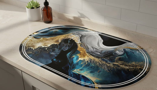 Royal Blue Marble Luxe Oval CozyMat™